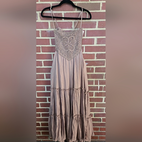 Free People Anthropologie Style Boho Lace Maxi Dress – Dusty Rose XL - Picture 2 of 5